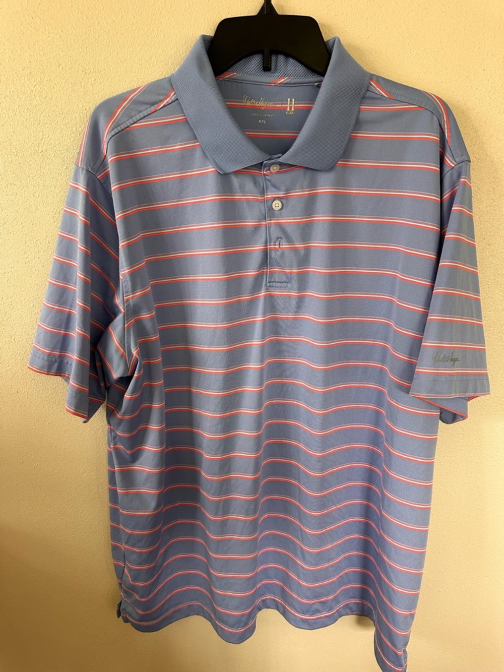 Walter Hagen Light Blue Polo with Pink and White Stripes